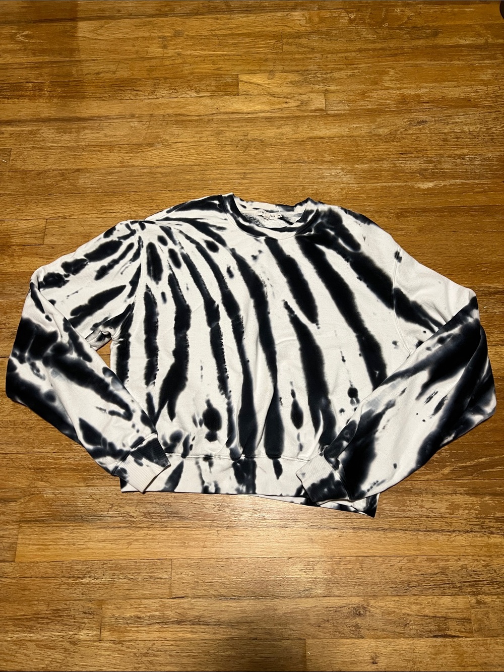 Good American Boyfirned Tie Dye Sweatshirt Black & White Size 1/Small - Picture 2 of 7